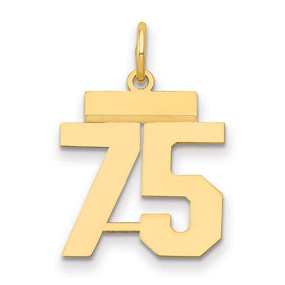14k Yellow Gold Athletic Collection Small Polished Number 75 Pendant